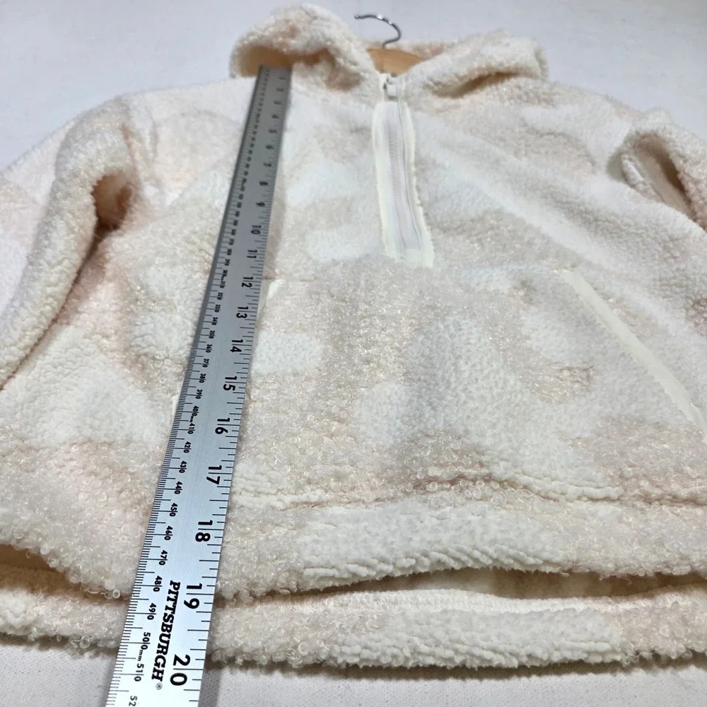 All In Motion Fleece Hoodie Girls S 6/7 Cream Camo Sherpa Quarter Zip Pullover